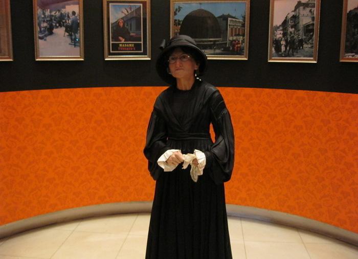 The wax statue of Madame Tussauds.
