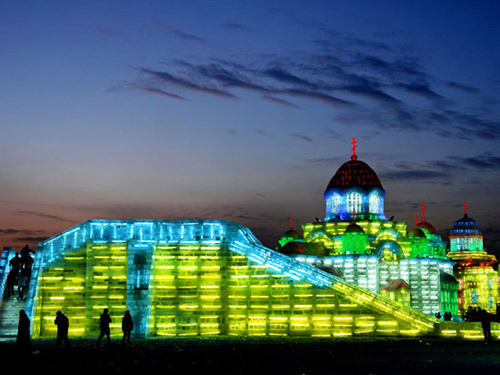 The Harbin International Ice and Snow Sculpture Festival is held in Harbin every winter.