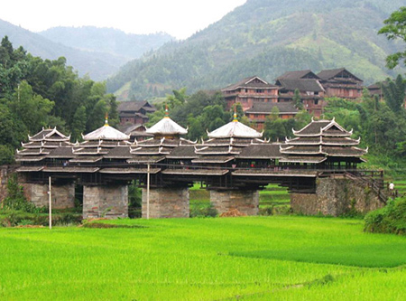 Chengyang Wind and Rain Bridge, or Chengyang Shelter Bridge, is a must-see in Sanjaing Dong Autonomous County.