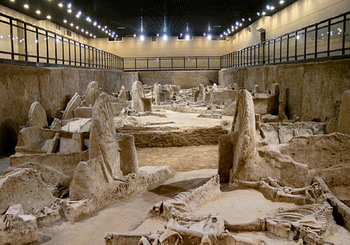 Museum of Chariot and Horse Pits of Eastern Zhou Dynasty is one of the original-site museum in China.