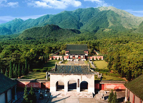An overlook at the Mausoleums of Prince Jing Jiang in Guilin