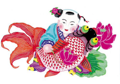A typical New Year Painting work Brimful Happiness in Successive Years,Tianjin