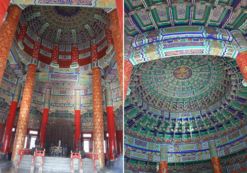 The inside of the Temple of Heaven is painted with exquisite and colorful patterns.