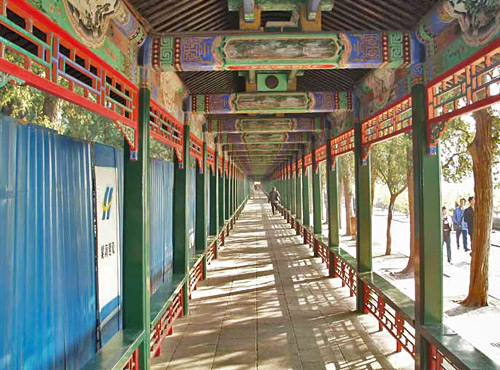 The Long Corridor is delicately decorated with colorful painting.