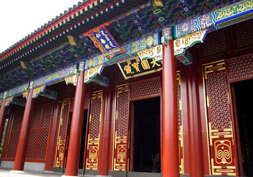 The Hall of Benevolence and Longevity is an imposing traditional Chinese architectural complex.