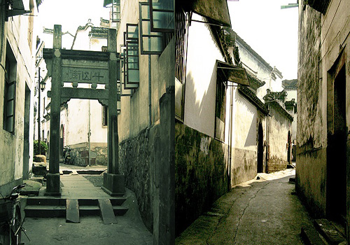 The mottled walls in the Doushan Street show its antiquity.