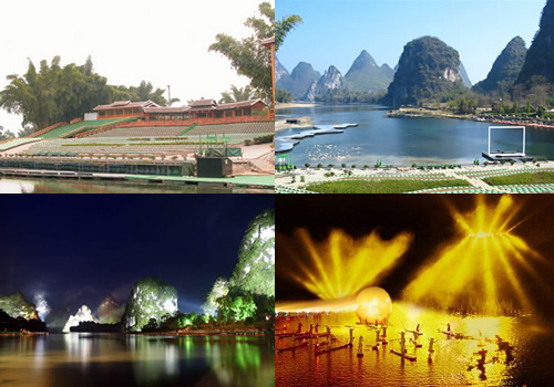 The auditorium, the on-water stage and the performance of Impression Sanjie Liu.