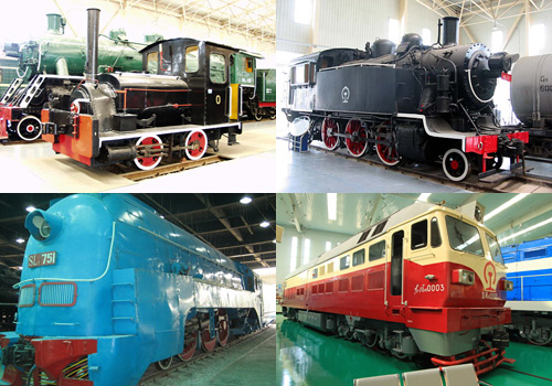 Exhibited steam locomotives produced in different ages are displayed in the Shenyang Steam Locomotive Museum.