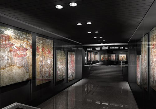 The Mural Exhibition Hall of Shaanxi History Museum in Xi'an was constructed to store the over 400 murals uncovered from 25 mausoleums of Tang Dynasty.