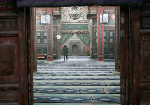 The great hall where Muslims pray and worship in the Xi'an Great Mosque.