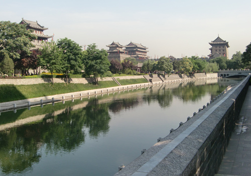 The city moat along the Ancient City Wall of Xi'an, Shaanxi Province.