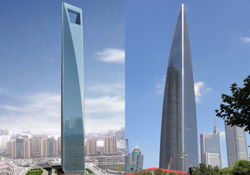 Shanghai World Financial Center in different angles
