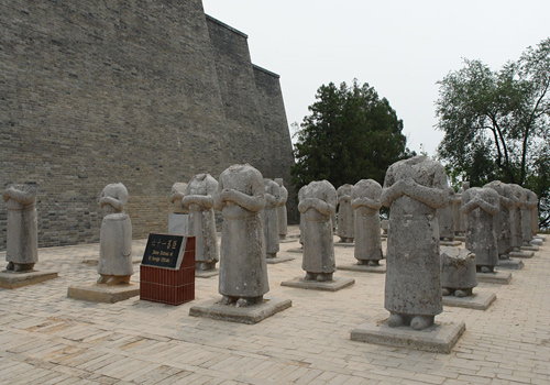 The 61 stone figures of chiefs of ancient Chinese ethnic minorities and ambassadors from the friendly countries of Tang Dynasty,Qianling Mausoleum,Shaanxi Province.