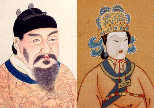 The portraits of Emperor Tanggaozong and Empress Wu Zetian.