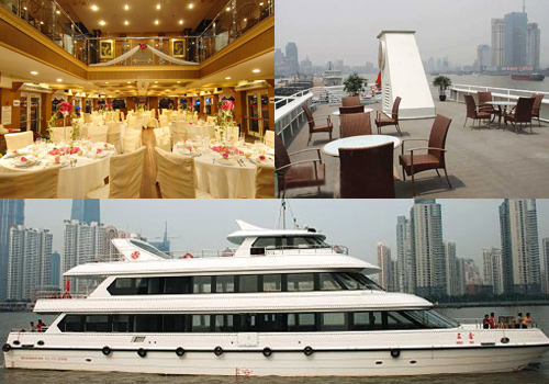 Different types of boats are provided for choice for Huangpu River Cruise.