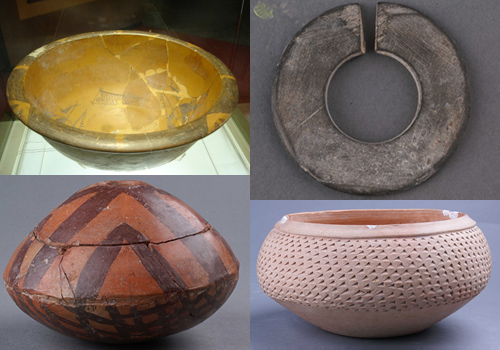 Unearthed relics from the Banpo Remain Hall of Banpo Museum,Xi'an,Shaanxi Province.