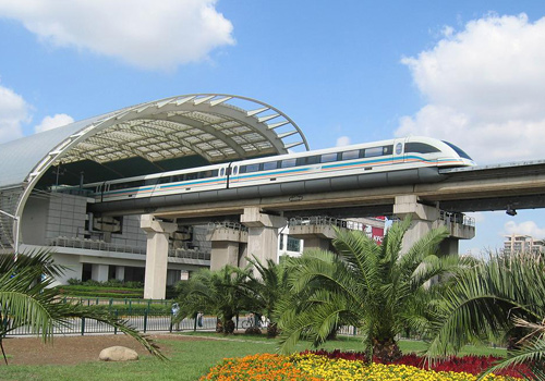 The Maglev Train in Shanghai is the first commercial maglev line in the world.