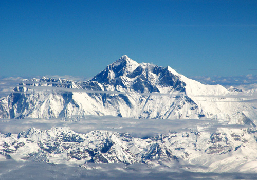 A panorama of the Mt.Everest- the highest peak of the Himalayas.