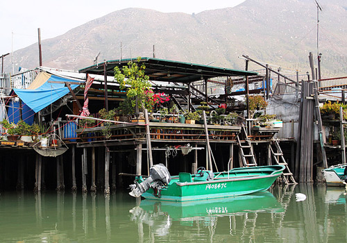 One of the wooden wigwams above the water at Tai O Fishing Village of Hong Kong.