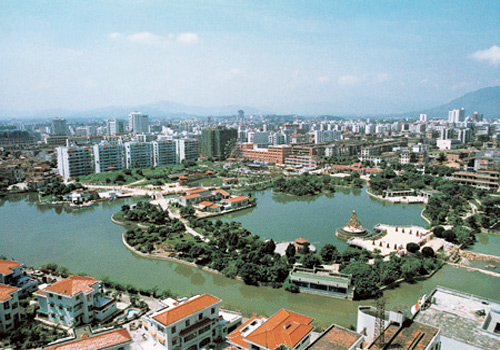 An overlook of the Kowloon Park in Hong Kong.