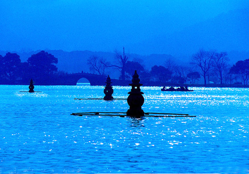 Three Ponds Mirroring the Moon,one of the Ten Scenes of West Lake,Hangzhou