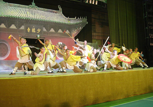 It is a Shaolin Kungfu Hall beside the gate of the temple that provides free Shaolin Kungfu shows every afternoon.