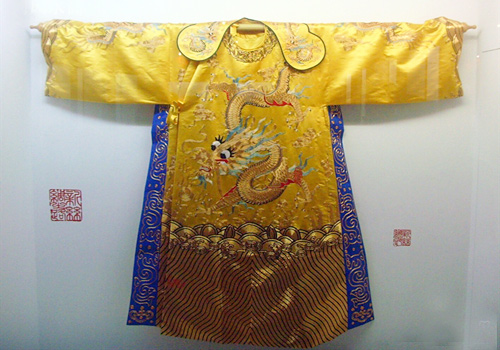 Imperial robe made of silk in the museum,Suzhou
