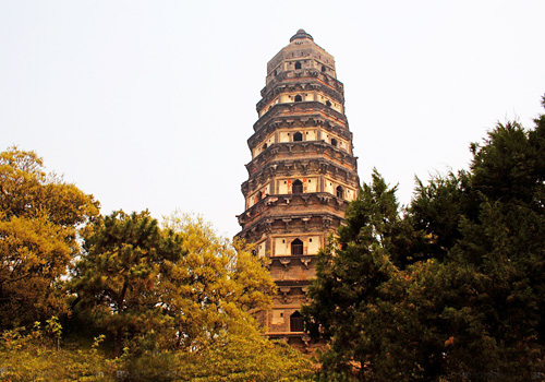 Tiger Hill Pagoda,a famed slanted pagoda in Tiger Hill,Suzhou