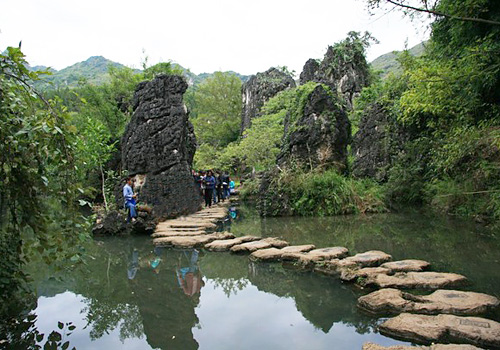 The Tianxing Bridge and natural bonsais in Tianxing Scenic Area,Anshun