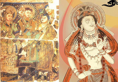 The paintings of Buddha found in the east cave,Kashgar