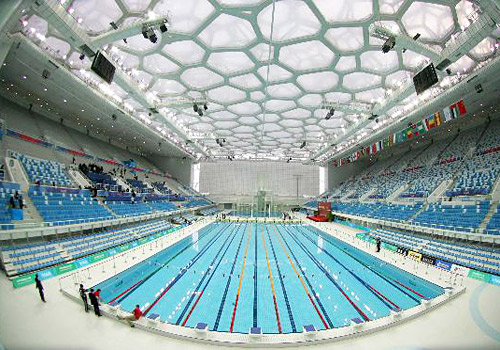 The interior of the National Swimming Center (Water Cube),Beijing