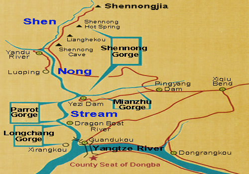 Map of Shennong Stream scenic area
