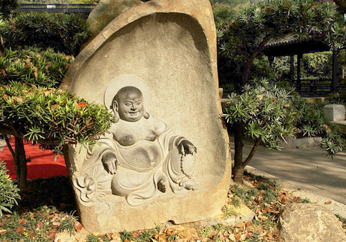 The stone carvings of a Buddha in the Six Harmonies Pagoda,Hangzhou