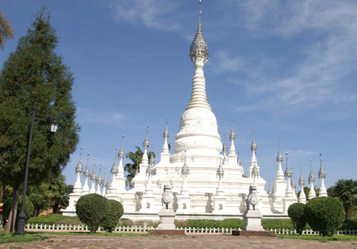 Dai Ethnic Village's majestic White Pagoda in Yunnan Ethnic Village,Kunming City