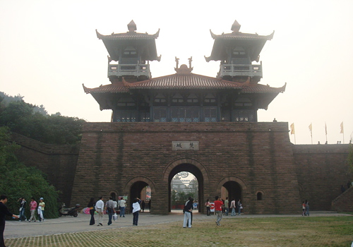 Ancient achitecture style of Chu City Gate,East lake of Wuhan