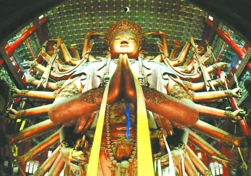 Arya Avalokiteshavra statue is the tallest and biggest wood statue around the world. 