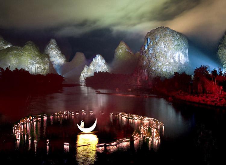 Impression Sanjie Liu is a large-scaled live-action performance of landscape in Guilin, China