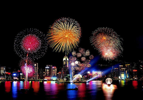 The beautiful night scene of Victoria Port, Hong Kong