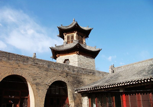 The ancient city wall and gate pavillion of Zhangbi Ancient Castle, Pingyao