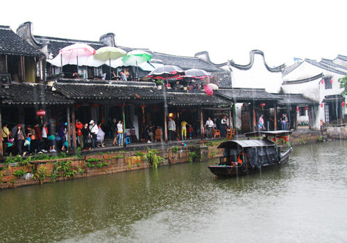 Misty rain envelopes the Xitang Ancient Town of Zhejiang.